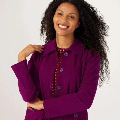 Kim & Co Ponte Crepe Jacket Coat Pockets Wineberry Purple Collared 3XL NEW - Image 1 of 4