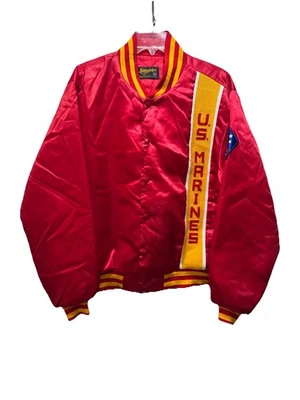 Chaqueta De Colección Años 70 80 Swingster World Of Wearables US Marines Snap Nylon Para Hombres Talla XL Foto 1 de 4