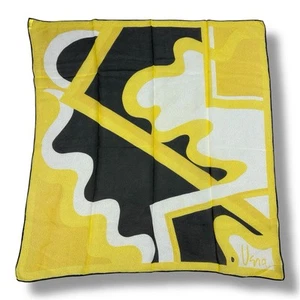 Vtg Vera Neumann Hand-rolled Scarf Yellow Black White Abstract 24” Silk Blend - Picture 1 of 7