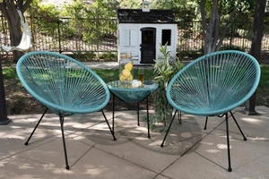 Barton 3PCS All-Weather Patio Acapulco Bistro Furniture Set Coffee Side Table - Picture 1 of 9