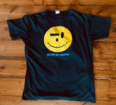 RARE 1980s i-D Magazine "Get Up! Get Happy!" Smiley XL Vintage Acid House Tee - Image 1 of 4