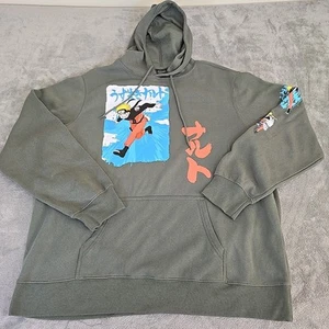 Naruto Shippuden Sweatshirt Mens 2XL Green Pullover Hoodie Anime 2007 Casual - Picture 1 of 8