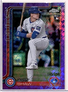 2025 Topps Chrome Logofractor Edition Purple Matt Shaw 145/250 Chicago Cubs #219 - Imagen 1 de 2
