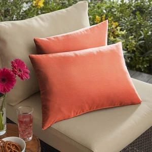 Sunbrella Solid Pillow Set, 12 in x 18 in, Canvas Melon - Picture 1 of 6
