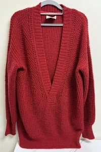 Vestido Suéter Scotch & Soda Rojo Lana Mohair Cuello en V Profundo Para Mujer’s L  - Imagen 1 de 7