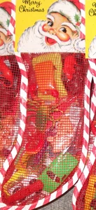 VTG 12" Mesh Net BOYS Christmas Stocking W/1960s-80s Toys Dune Buggy, CARS, Bugs - Bild 1 von 6