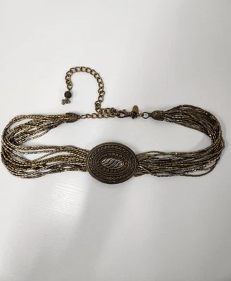 Vintage Chico's Mixed Metal Beaded Multi Chain Wide Waist Belt, One Size. Boho - Image 1 of 4