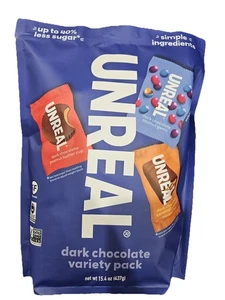 Unreal Dark Chocolate Variety Pack 15.4 Ounce Assorted Flavors, Gluten Free ! - Picture 1 of 9