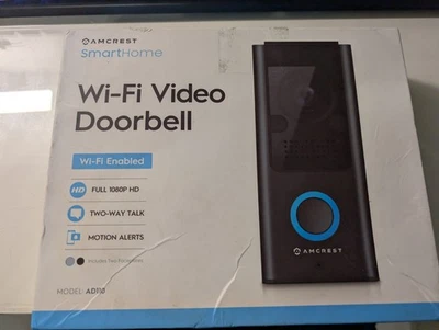Nova Câmera Campainha de Vídeo Amcrest AD110 Wi-Fi – 1080p HD, Conversa Bidirecional, Alerta de Movimento - Imagem 1 de 4