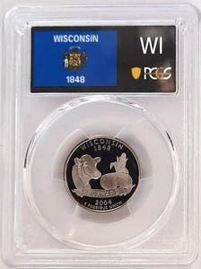 2004-S Clad Proof  Wisconsin  State Quarter-PCGS PR 70 DCAM-State Flag - Picture 1 of 4