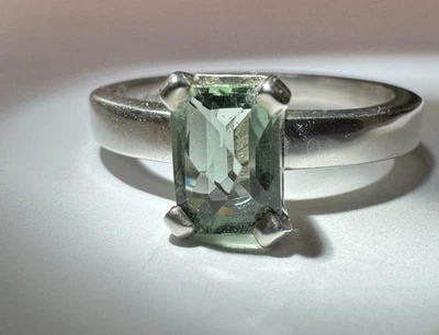 Anillo Tiffany & Co 3/4 quilates corte cojín amatista verde plata esterlina, talla 7 Foto 1 de 4