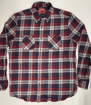 Camisa Big Mac Abotonada Roja Azul Franela a Cuadros Algodón Bolsillos Retro Para Hombre Mediana Foto 1 de 4