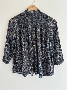 LEE COOPER Women's Sz S High Neck 3/4 Sleeve Top Smocking - Picture 1 of 8