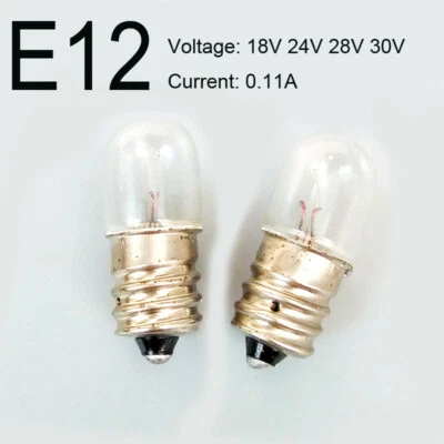 E12 Screw Instruct Light Bulb 18V 24V 30V 0.11A Lamp Bead Mini Bulb Size 12x30mm - Image 1 of 3