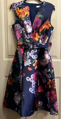 KAY UNGER DRESS SIZE 8 MIDNIGHT PEONY BOUQUET NWT MSRP $358 FAST SHIP - Image 1 of 3