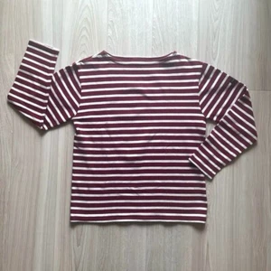 SAINT JAMES Striped Cut & Sewn Long Sleeve Long T color Bordeaux White USED - Picture 1 of 11