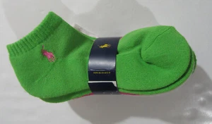 Polo Ralph Lauren Womens Low Cut Socks Pink Green and White 6 pack New - Picture 1 of 4