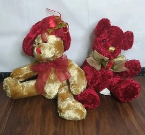 Oso de peluche rojo y oso de peluche bronceado Dan Dee Collector's Choice con sombrero de peluche - Imagen 1 de 2