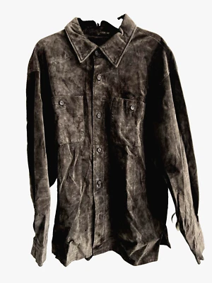 Camisa De Colección BRANDINI Para Hombre Marrón Manga Larga Abotonada Gamuza Informal Grande Foto 1 de 4