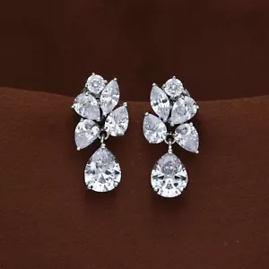 Elegantes pendientes colgantes para mujer de circonita cúbica corte lágrima y marquesa - Imagen 1 de 6