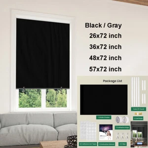 100% Blackout Window Blinds Rolle Shades Door Curtains DIY Cordless Door Blinds - Picture 1 of 15