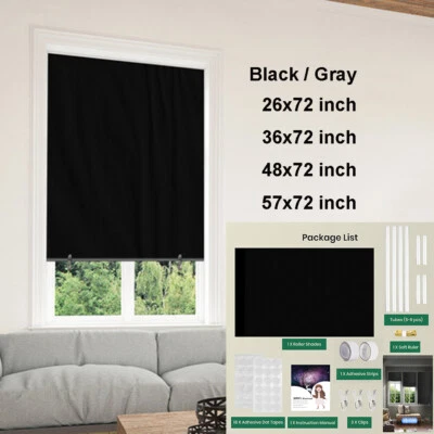 100% Blackout Window Blinds Rolle Shades Door Curtains DIY Cordless Door Blinds - Image 1 of 4