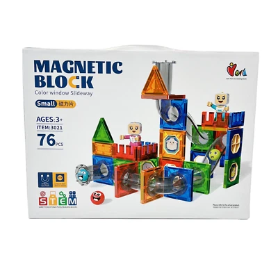 76-Piece Magnetic Building Blocks Set for Kids – STEM Educational Construction - Image 1 of 4