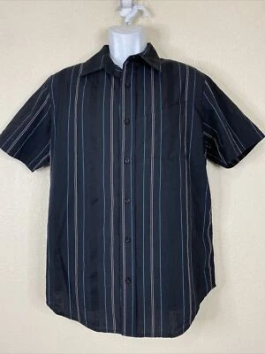 Anchor синий мужчин размер M черный синий в полоску рубашка с коротким рукавом на пуговицах - Изображение 1 из 4