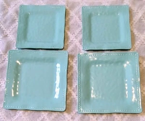 Tommy Bahama Melamine Hobnail 4pc Set Dinner Plates & Salad Plates Turquoise  - Picture 1 of 3