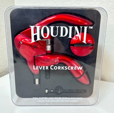 Houdini Lever Corkscrew 3 Piece Wine Opener Set Ruby Red - Open Box - Image 1 of 4