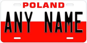 Placa de matrícula de coche novedad personalizada con bandera de Polonia cualquier nombre - Imagen 1 de 3