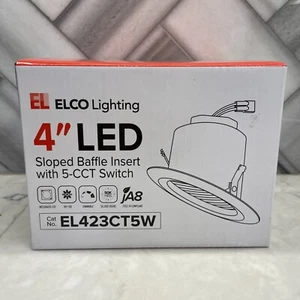 Elco EL423CT5W Elco EL423CT5 4" Integrated 3000K LED Recessed Slope Baffle Trim - Picture 1 of 5