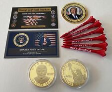 Trump Golf Ball Marker..2016 Liberty Coin & Tee Set.. ..MAGA + 1 Decal ..Gold*