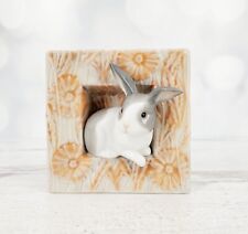 2003 Lladro Natural Frames Bunny Rabbit in Square Floral Arbor Figurine 4"
