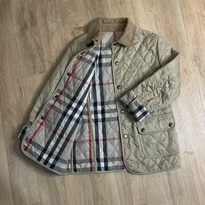 Burberry Quilted Jacket nova check Diamond winter coat girls kids beige size 8Y - Picture 1 of 19