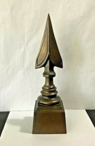 Pair VTG Art Deco SPEAR HEAD 13.5” Tall and Obelisk 12” Solid Bronze Sculpture - Picture 1 of 8