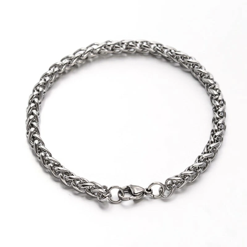 1pz bracciale con catena spiga in acciaio inox 21cm x5mm colore argento scuro - Immagine 1 di 1