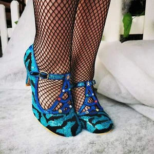 Schöne festliche blaue Weihnachtsfeier unregelmäßige Wahl Absätze Schuhe Baum - Bild 1 von 6