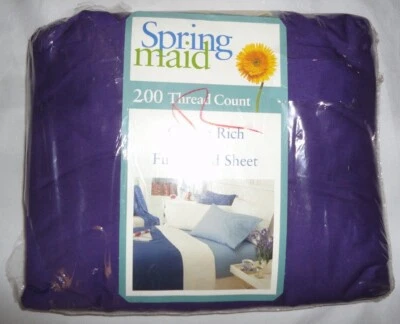 VINTAGE SPRINGMAID PURPLE 200 THREAD COUNT FULL FITTED SHEET COTTON BLEND 13" - Image 1 of 4