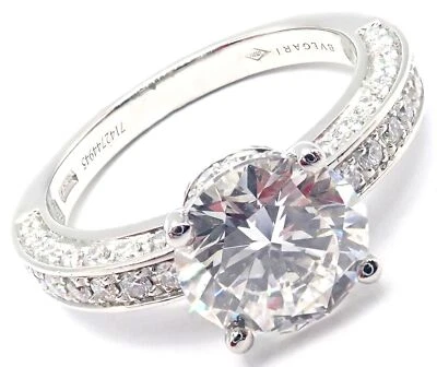 ¡Auténtico! Anillo de compromiso Bulgari Bvlgari platino 4,04 quilates VS1 F diamantes GIA Foto 1 de 4