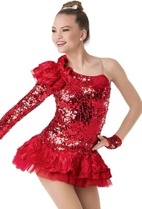 Dance Costume XL Adult Red Weissman 8533 Jazz Tap Musical Theater Ruffles Dress - Picture 1 of 3