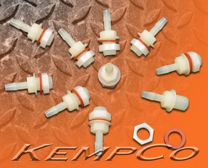 (10) Adaptador recto de nailon natural de 1/4" con hexagonal y lavadora, grado alimenticio - Imagen 1 de 5