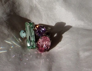 Beautiful Green Pink Purple Ring Sorrelli Adjustable EUC! - Picture 1 of 6