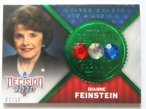 Decision 2020 - DIANNE FEINSTEIN card - POLITICAL GEMS Green Foil, # 01/10