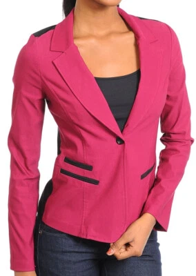 Women Juniors Color Block Long Sleeve Blazer - Image 1 of 4