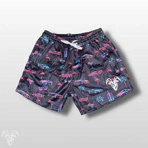 Miami Vice Themed - 5 in Inseam Mesh Shorts - Zipper Pockets - Picture 1 of 3