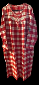 Womens Flannel Nightgown Croft & Barrow Size 1X Red Plaid 100% Cotton NWT - Picture 1 of 1