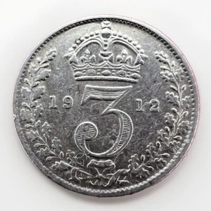 Great Britain 1912 3 Pence - King George V Silver KM#813  1.39gr A026 - Picture 1 of 2