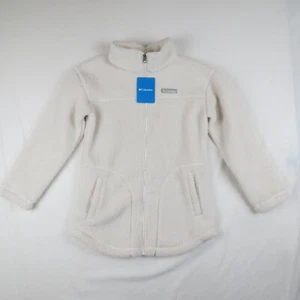 Columbia West Bend Fleece Jacket Youth Girls L Cream Full Zip Pockets Outdoors - Picture 1 of 9