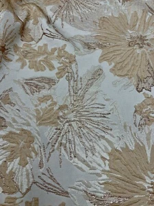 Metallic Multicolor Embroidered Brocade Fabric By The Yard, 58” Wide, Jacket - Picture 1 of 9